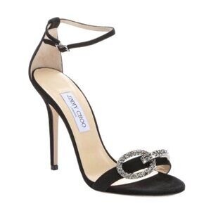 Jimmy Choo Tamsyn Black Suede Heeled Sandal, EU 37.5